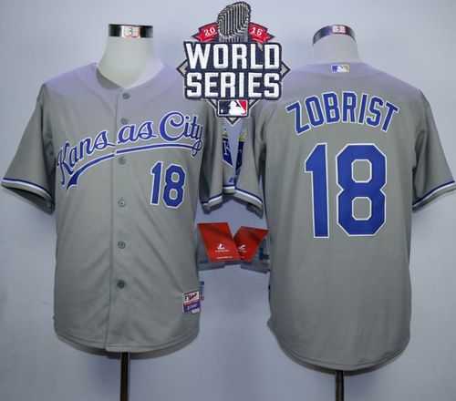 Kansas City Royals #18 Ben Zobrist Gray Cool Base 2015 World Series Patch Stitched MLB Jersey,We sell and wholesale Kansas City Royals #18 Ben Zobrist Gray Cool Base 2015 World Series Patch Stitched MLB Jersey on line form chian!